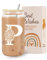VivaJoy A-Z Initial Personalised Birthday Gifts for Women - Monogrammed Gifts for Women,Initial Letter P,Glass Cups with Lids Straws, Funny Christmas or Birthday Gifts for Her,Mum,Friend,Sister
