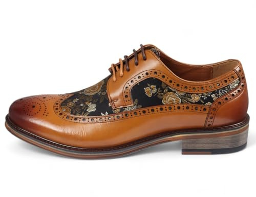 Braune Herren-Brogue-Schuhe aus Leder mit Blumenmuster - Ross
