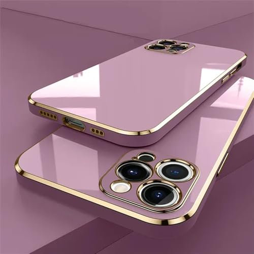 LVVLBBT Custodia in silicone per iPhone 16 15 14 11 12 13 Pro Max Mini Plus Placcatura Protezione lente Custodia morbida, Viola, per iPhone 11