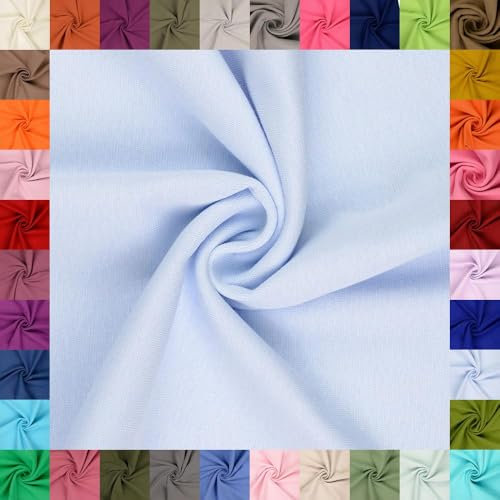 fingsi Stoffe Mira Bündchenstoff Feinstrick Schlauchware Coupon Uni - 34cm Schlauchbreite - 95% Baumwolle, 5% Elasthan (16. Hellblau 0,5m)