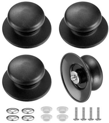 Lot de 4 boutons de couvercle de casserole multi-usages - Accessoires de cuisine - Noir