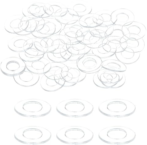 sourcing map M4 PVC-Unterlegscheiben, transparent, 4 mm Innendurchmesser, 8 mm Außendurchmesser, 0,5 mm dick, rund, flach, Abstandshalter für Schrauben, Schrauben, Glas, Duschtürgriff, Badezimmer, 150