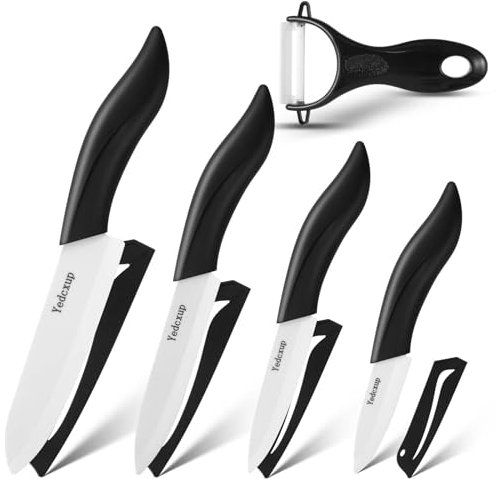 Keramikmesser - 5PCS Keramikmesser Set Liegt Gut in Der Hand und Scharf Keramik Messer, Die Messer Sind Jedoch Scharf Genug zum Schneiden so gut wie aller Obst- und Gemüsesorten.
