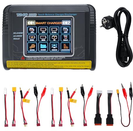 BuyWeek T240 Duo Chargeur Lipo 3.2 inch Touch Colour Screen Chargeur Batterie Lithium High Precision Double Déchargeur pour LiPo/Lilon/Life/NiMH/NiCd/PB/NiMH AC150W/DC240W 10A