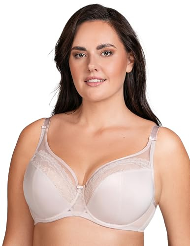 VIVISENCE Damen Bügel-BH Mit Weichen Cups Floraler Spitze Verstellbaren Trägern Und Zierdetails In Roségold Eleganter Und Bequemer BH Für Optimalen Halt