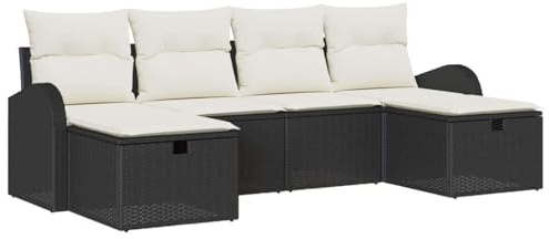 vidaXL Gartensofa-Set 6 STK. Schwarz Poly-Rattan