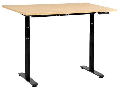 Beliani Electric Adjustable Standing Desk Modern Round Feet 120 x 60 cm Light Brown Top and Black Base Destinas