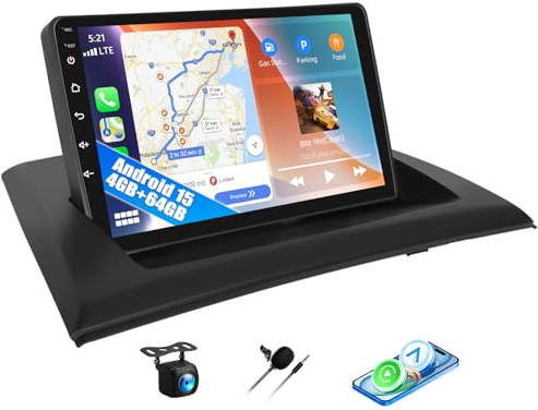 SIXWIN 4GB+64GB Android 15 Autorradio para BMW X3 E83 2004-2012 - 9 HD E83 Pantalla Táctil HD 1280x720 con CarPlay y Android Auto Inalámbrico,GPS, Bluetooth 5.0, FM/RDS,32EQ,USB+AHD Cámara