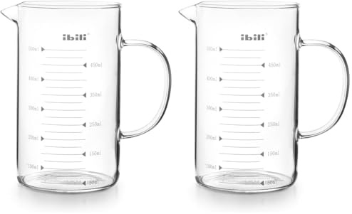 IBILI - Jarra Medidora con Asa, 500 ml, Borosilicato (Paquete de 2)