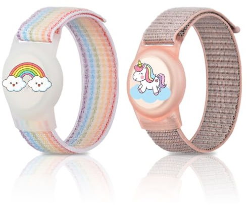 2 Stück Armband für Kinder zur Nutzung für Airtag - Wasserdicht, Anti-Lost & Anti-Kratz-Schutz - Nylon Hülle als Holder Case für Kleinkinder