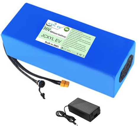 JCXYL EV 36V 48V 60V 15Ah 20Ah 25Ah 30Ah 40Ah 50Ah Lithium Battery Pack with Charger Rechargeable Power Pack Compatible with Mobility Scooter Motorcycle Motor,36V,20Ah