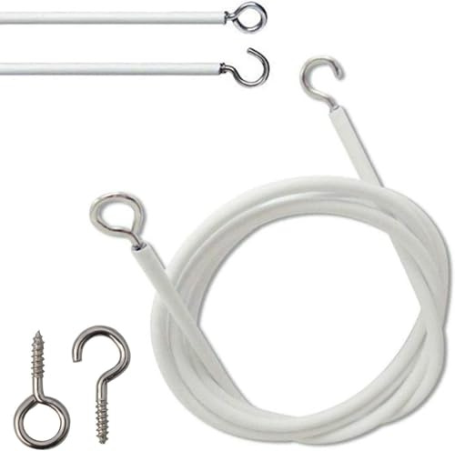 1 Metre Net Curtain Wire Single Pack – Strong & Flexible Hanging Kit with 2 Hooks & 2 Eyes – Easy Installation for Windows, Doorways & Wardrobes