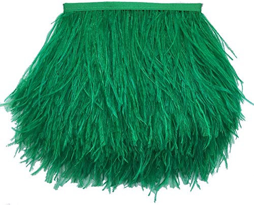 Sowder Straußenfeder-Borte, Fransen mit Satinband, für Kleidung, Kostüme, Nähen, Dekoration, 183 cm (Dunkelgrün)