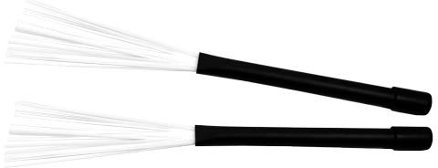 Par de escobillas de nylon para instrumentos de percusión. Mango de plástico.Retráctil. Marca: Swing