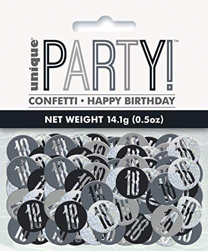 Konfetti zum 18. Geburtstag - 14 g - Glitzer Schwarz & Silber Geburtstag