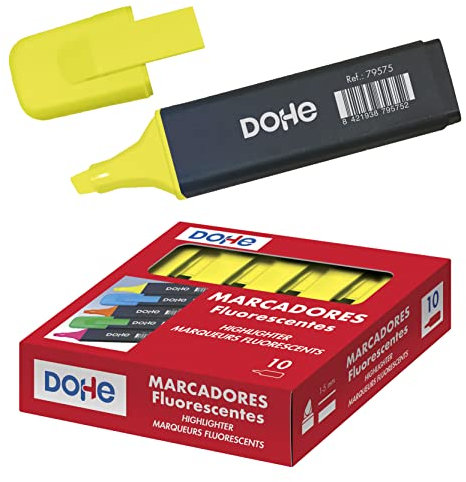 Dohe - Caja de marcadores fluorescentes - 10 uds - Amarillo