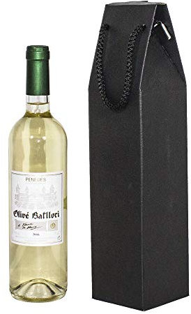 Only Boxes | Estuche 1 Botella De Vino Con Asa | Caja Expositora de Cartón para Vino | 25 Unidades | Color Negro