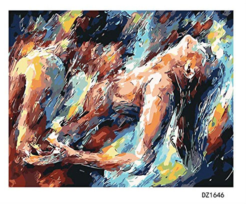 MAGICXYZ Malen Nach Zahlen DIY Vorgedruckt Leinwand-Ölgemälde Sexy Akt der abstrakten Verführung 40x50cm Geschenk für Erwachsene Kinder Malen Nach Zahlen Kits Home Haus Dekor(Ohne Rahmen)