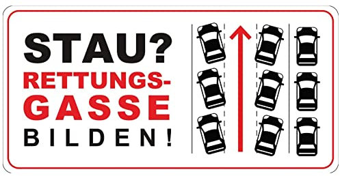 Stau - Rettungsgasse bilden! Aufkleber I Format 22 x 11 cm I für alle Fahrzeug-Typen, Anhänger Wohnwagen I hin544