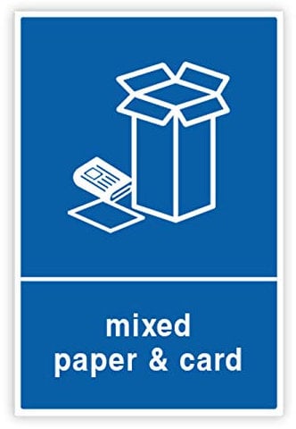 Sara Prints #SBN45 Lot de 2 étiquettes Autocollantes pour Poubelle Papier et Carton mélangé (A6-150 x 100 mm)