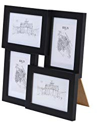 Classic by Casa Chic - Cadre Pêle-Mêle pour 4 photos 10x15 cm en bois Massif - Passe-partout de 11 x 7 cm inclus - Vitre en Verre - Noir