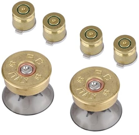 Wendry Pulsanti a proiettile in metallo dorato e levetta analogica proiettile, set di pulsanti di ricambio per joystick in metallo, levetta per pulsanti proiettile progettata per controller PS4