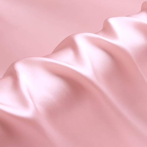 Tissu Satin Crepe de 100% Soie Rose Tissus Charmeuse pour Vetement au Mètre 114cm x 100 cm