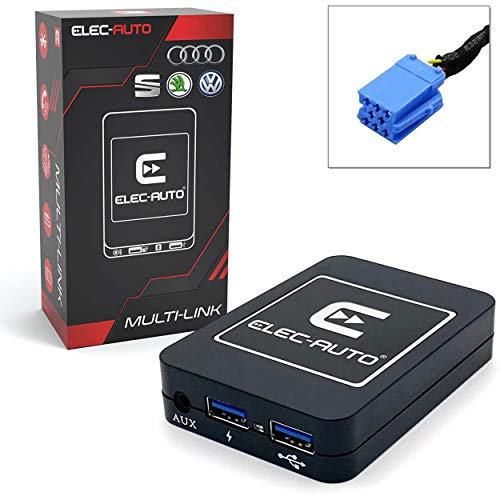 Bluetooth Schnittstelle - USB MP3 - mit ISO-Stecker für Audi, Seat, Skoda, Volkswagen Auto | Freisprech-Audio-Streaming-Kit | Ladegerät | Wagenheber Stecker | Unsichtbare Embedded Case