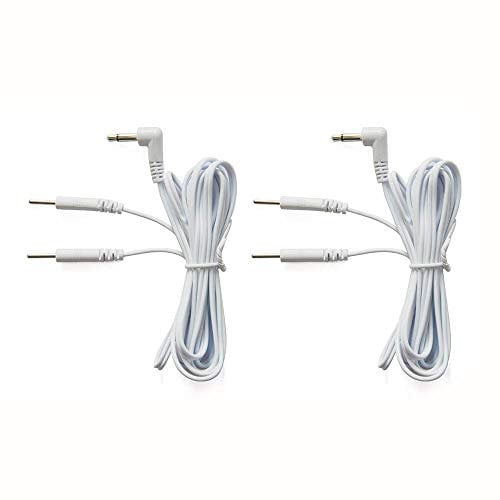 Vogueing Tool 1 Pair 120CM Tens Electrode Lead Wires Jack 3.5mm Plug 2.0mm Pin Connection White