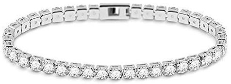 GNOCE Damen Schickes Tennisarmband mit Schnalle und Zirkonsteinen Sterling Silber Weiß Tennis Deluxe Armband Mode Schmuck für Sie (18)