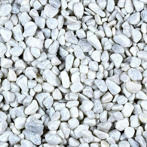 Kieselsteine Garten Zierkies 15-25 mm 25 kg Aquarium Kies Carrara Weiß Marmorkies Dekostein Gabion Steinteppich Zierstein Weiß
