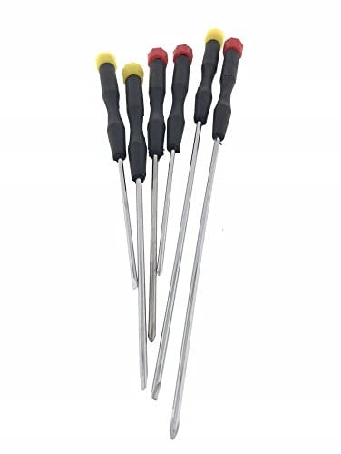 6x Schraubenzieher Schraubendreher extra lang Kreuz + Schlitz 170-240mm