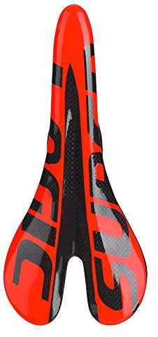 Nikou Fahrradsattel, Fahrrad Sattel Hochfester Volle Kohlefaser Fahrradsitz mit Hohlem Design, Glänzend Ultraleicht Draußen Mountainbike Rennräder Zubehör für Herren Damen (Rot)