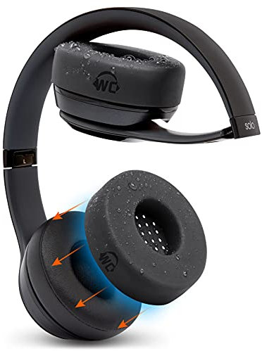 WC SweatZ Solo - Patented Earpad Sweat Covers for Beats Solo 4, Solo 3 & Solo 2, Made by Wicked Cushions | Sweatproof & Machine Washable | Black