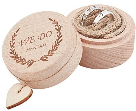 PH PandaHall Holz Ring Box, We Do Ringschatulle Doppelring-Display-Halter Mit Linie Gravierte Mini Ringkästchen Ehering Box Für Hochzeits Dekoration Zeremonie Jahrestag Verlobungs Geschenke