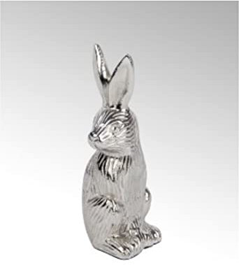 Lambert - Deko-Hase sitzend - Roger - Aluminium - Farbe: Nickel - 7 x 8 x 16 cm