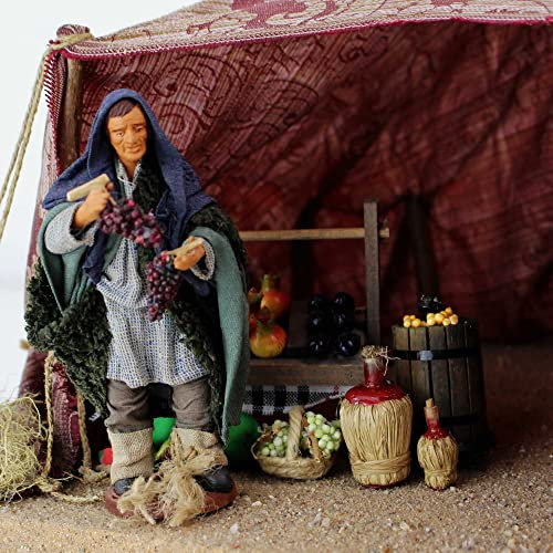 Krippenfiguren Hirte mit Trauben 14 cm aus Ton/Stoff
