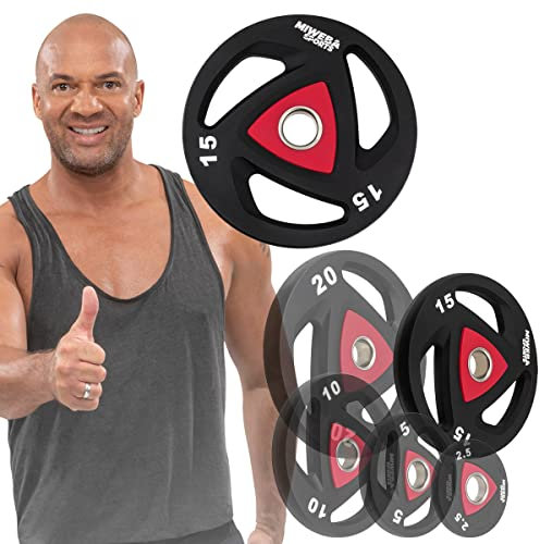 Miweba Sports Olympia Hantelscheiben Set | 𝐏𝐫𝐨𝐟𝐢 Hanteln - Hantelscheibe - Hantel Scheiben - Gewichte - 51 mm Aufnahme - Hantelset - Gewichtsscheiben - Hantelgewicht - Plates (2X 15.0 kg)