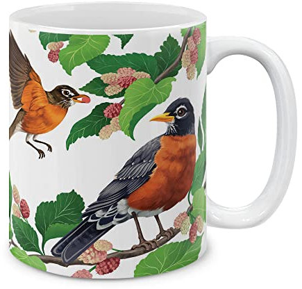 MUGBREW Amerikanische Rotkehlchen-Vögel, Keramik-Kaffeetasse, Teetasse, 325 ml