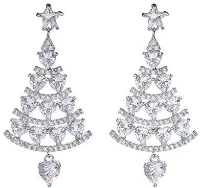 Ohrringe Silber Weihnachtsbaum Ohrringe Strass Weihnachtsbaum Dangle Ohrringe Schmuck Für Frauen Mädchen Geschenk