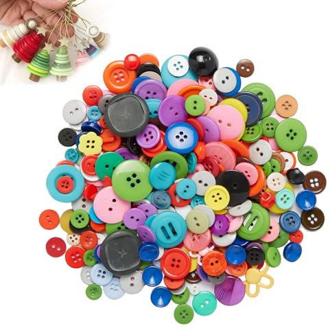 OBYJCA Colorful Buttons for Crafting, 66Pcs Mixed Buttons for Knitting, Mixed Assorted Color and Sizes Craft Buttons Round Resin Button for Sewing, Children DIY, Painting