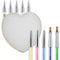 Sibba Nail Art Palette with 5 Nail Brushes Sets Resin Nail Mixing Palette Polish Color Mixing Plate Golden Edge Nail Holder Display Board Cosmetic Mixing Tools (White)