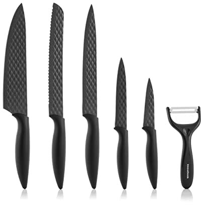 InnovaGoods® Diamant Shard Messerset (6-teilig), schneidet Lebensmittel präzise und dauerhaft mit Diamantmessern und ergonomischem Design, ideal für die Küche.