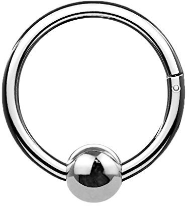 Piercingfaktor Titan Clicker Scharnier Ring mit Kugel Nasen Piercing Septum Tragus Helix Nase Nasenring Nasenpiercing Ohr Knorpel Segment Klicker Silber 1,6mm x 8mm x 4mm