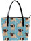 Personalisierte Handtasche, PU-Leder, Schultertasche, Handtasche, Tragetasche, Mops, Hund, Mehrfarbig