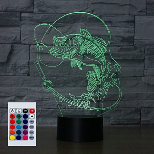 SUPERHONGJIHAO Nachtlicht für Kinder 3D Go Angeln LED Lampe mit Fernbedienung 16 Farben Geburtstagsgeschenk für Kinder