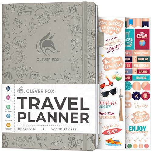 Clever Fox Reisetagebuch – Reiseplaner, Organizer für Frauen, Männer und Paare, Reiseprotokoll-Tagebuch, hält 5 Reisen, A5 (Foggy Alpes, A5 (14,7 x 21,1 cm)
