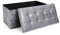 Silver Grey Crushed Velvet Button Storage Box with Lids Ottoman Large Toy Chest Stool Storage, Ample Space for Organizing Clutter, Elegant Home Decor Storage Box – 78cm x 38cm x 38cm