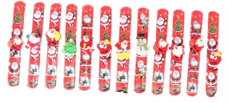 OATIPHO 12st Blitzring Weihnachtsspielzeug Strumpf Stuffer Leckereien Urlaub Slap Armband Retro-slap-bands Santa-slap-armband Weihnachtsstrumpffüller Erdfarben Kind Lipgloss Pvc