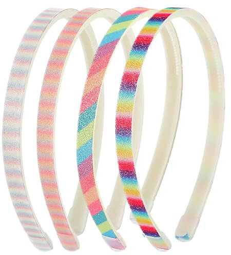 WLLHYF 4 Stück Glitzer-Haarband, Buntes Haar-Accessoire Kunststoff Glitzernd Niedlich Rutschfest Dick Glitzernd Konfetti Regenbogen-Haarbänder mit Zähnen für Kleine Mädchen (Regenbogenfarben)